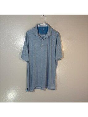 Johnnie-O Featherweight Polo Shirt Mens XL Blue Stripe Golf Performance Top